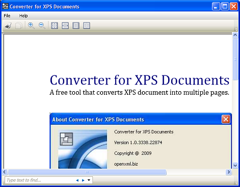 Click to view Converter for XPS Documents 1.0 screenshot